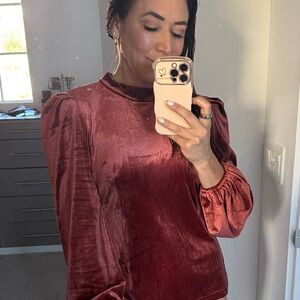 Vici Velvet Blouse in rust color